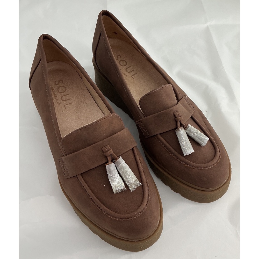 Soul Naturalizer Womens Brown Tassel Wedge Platform Loafers Shoes Size o